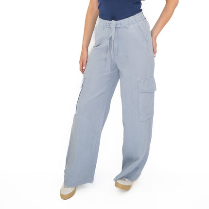 M&S Lyocell Cargo Trousers Blue-Quality Brands Outlet-