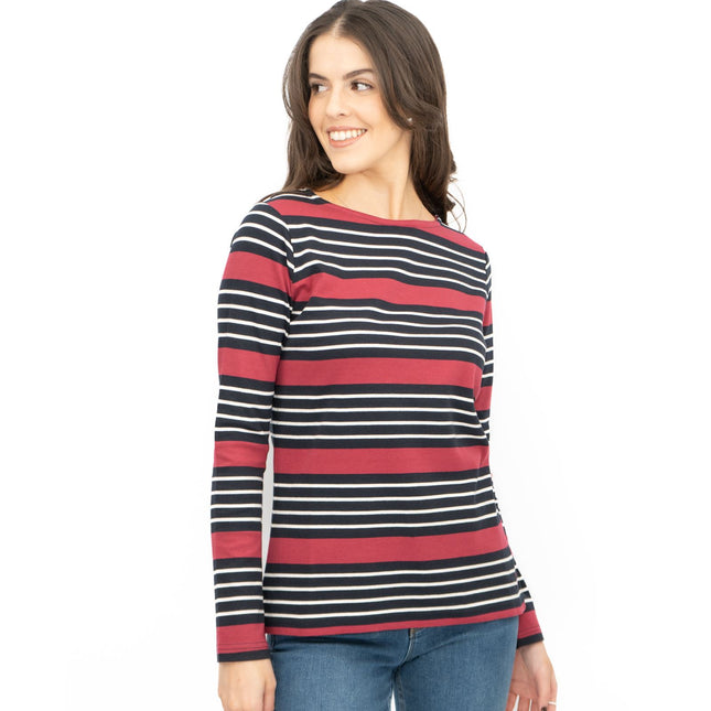Crew Clothing Womens Top Ultimate Breton Stripe Red-Quality Brands Outlet-