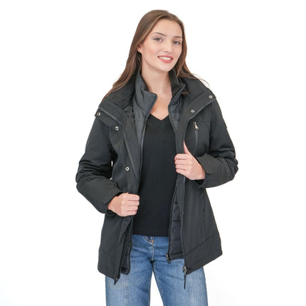 3-in-1 Waterproof Ski Jacket Black with Detachable Insert-Quality Brands Outlet-