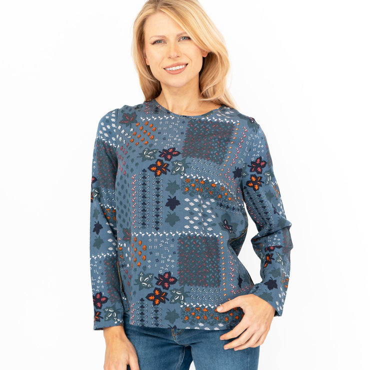 White Stuff Blue Piper Floral Long Sleeve Top
