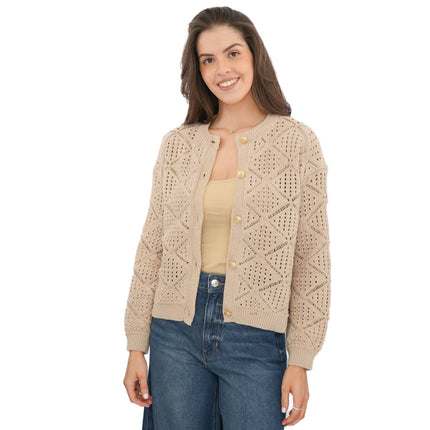 M&S Pointelle Knitted Cappuccino Cardigan - Quality Brands Outlet