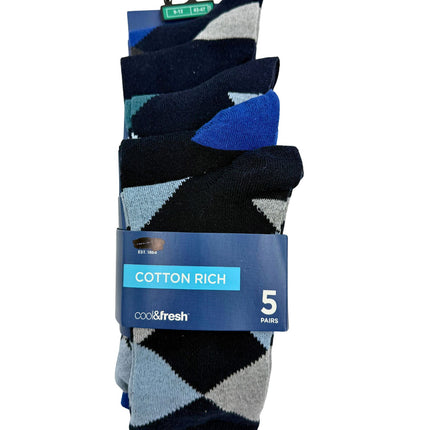 M&S Cool & Fresh Cotton Rich Argyle Socks 5-Pack