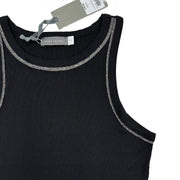 Mint Velvet Ribbed Embellished High Neck Vest Top Black - Quality Brands Outlet