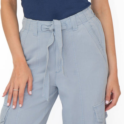 M&S Lyocell Cargo Trousers Blue-Quality Brands Outlet-
