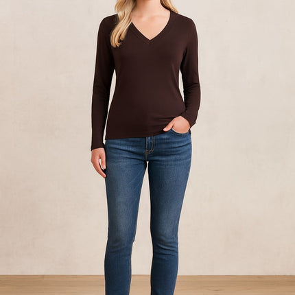 Brady V-Neck Tops Plum Long Sleeve-Quality Brands Outlet-