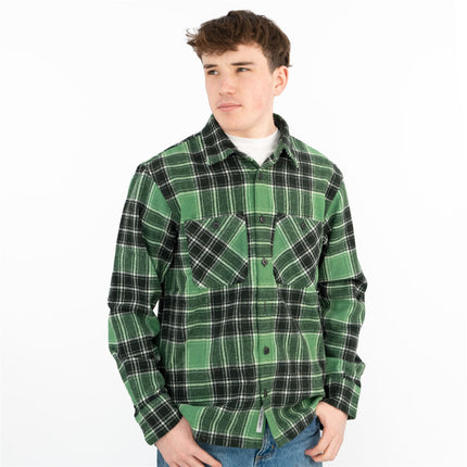 Jared Check Overshirt Bonsai Green-Quality Brands Outlet-