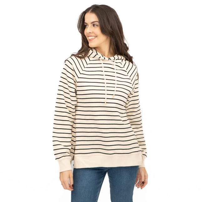 M&S Womens Striped Longline Hoodie Pure Cotton-Quality Brands Outlet-