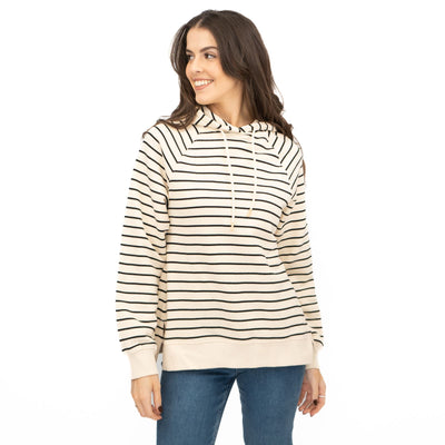 M&S Womens Striped Longline Hoodie Pure Cotton - Quality Brands Outlet