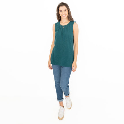 Seasalt Bright Beach Green Keyhole Summer Vest Sleeveless Tops-Quality Brands Outlet-