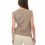 Tilly Drape Cotton Tops Taupe Sleeveless - Quality Brands Outlet