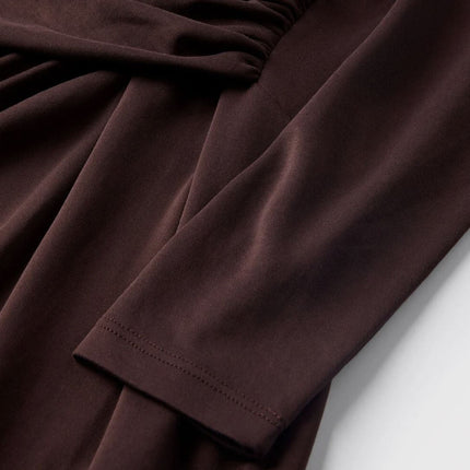 Womens Dress Chocolate Ruched Detail Midi Dress