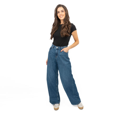 M&S Slouchy Wide Leg Jeans Medium Indigo Denim - Quality Brands Outlet