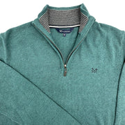 Crew Clothing Mens Knitted Jumper Long Sleeve Half Zip Emerald Green - Quality Brands Outlet