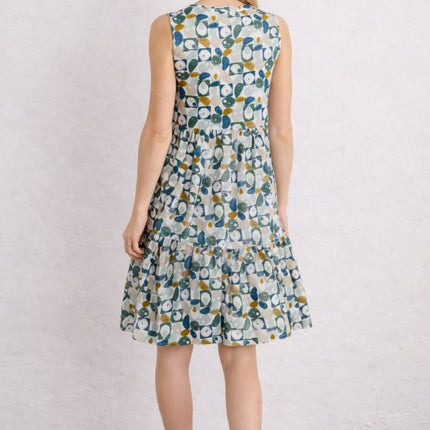 Seasalt Bodelva Sleeveless Jersey Dress Geo Pebbles Chalk Organic - Quality Brands Outlet
