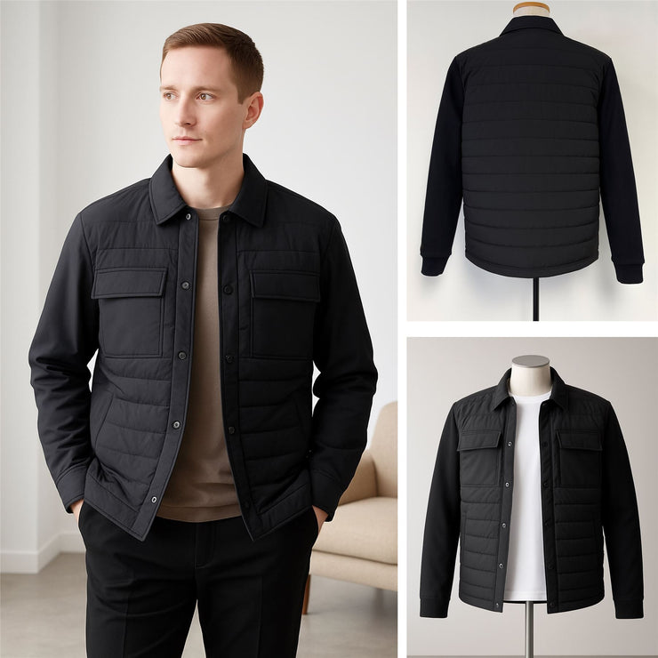 M&S Mens Autograph Black Quilted Jacket - Quality Brands Outlet