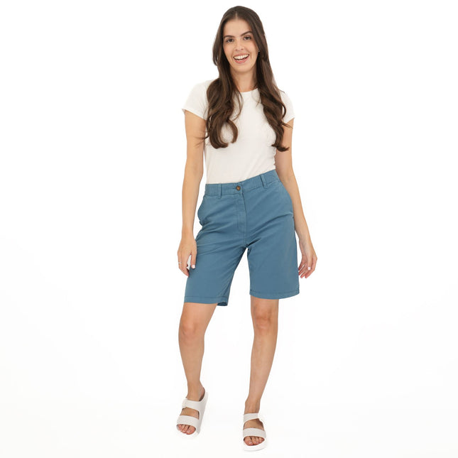 M&S Chino Shorts Classic Cotton Rich Dark Blue Easy Wear - Quality Brands Outlet