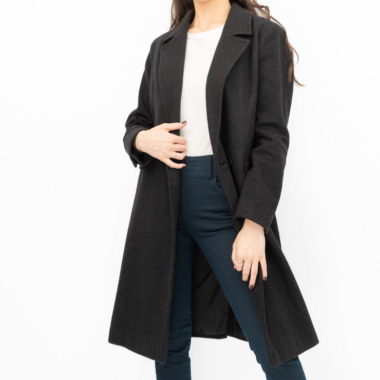 Phase Eight Revere Coat Wool Blend Double Breasted Knee Length Black