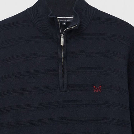 Crew Clothing Mens Jumper Half Zip Cashmere Blend Navy - Quality Brands Outlet