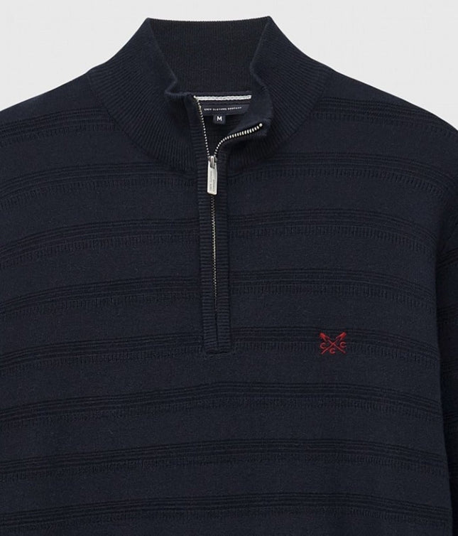 Crew Clothing Mens Jumper Half Zip Cashmere Blend Navy-Quality Brands Outlet-
