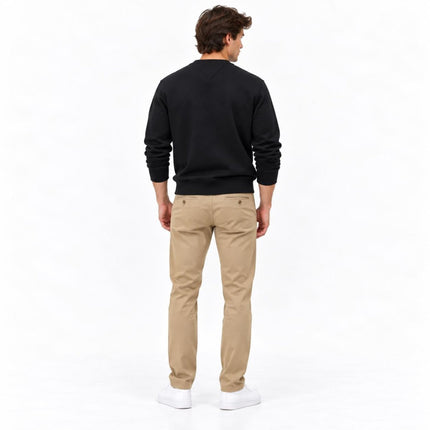 Mens Sweatshirts Badge Fleece Crew Neck Long Sleeve Tops - Black-Quality Brands Outlet-