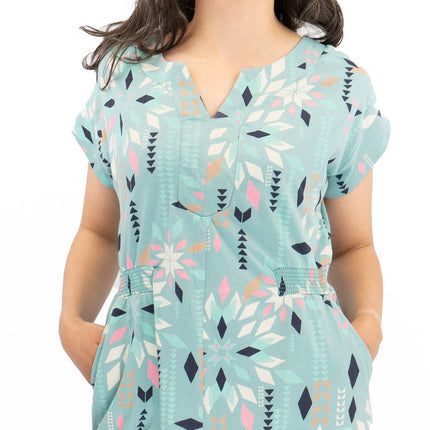 White Stuff Teal Blue Penny Cotton Jersey Dress-Quality Brands Outlet-