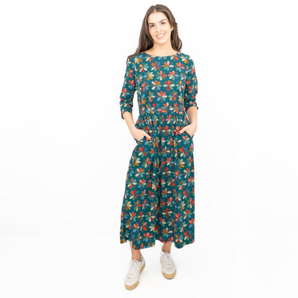 Seasalt Teal Forestry Dress in Floral Quilt Loch Print-Quality Brands Outlet-