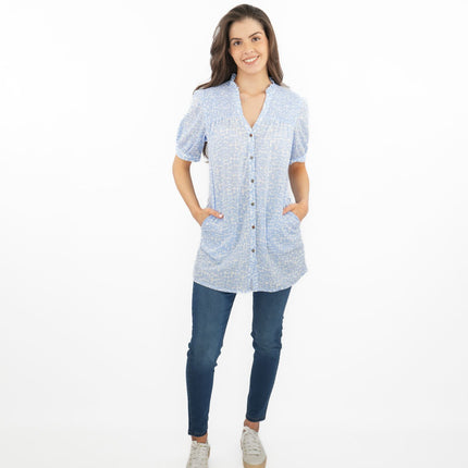 White Stuff Tunic Blue Deeba Longline Top-Quality Brands Outlet-