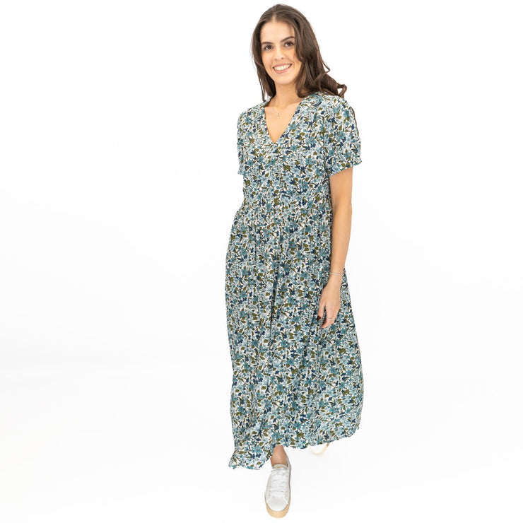 Seasalt Blue Tea Dress Birch Leaf Midaxi - Quality Brands Outlet