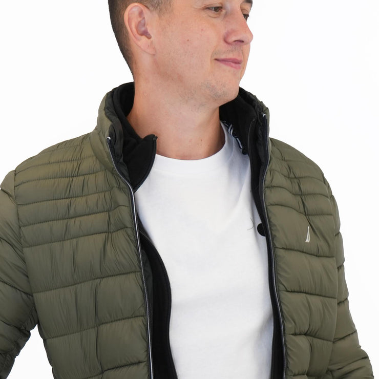 Nautica Performance Double Zip Puffer Jacket Green - Quality Brands Outlet