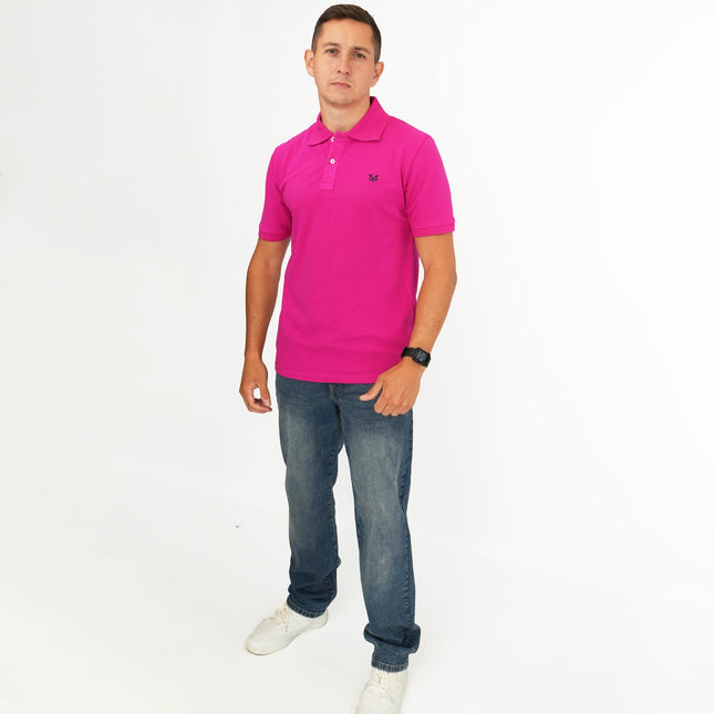 Crew Clothing Company Lightweight Polo Shirt Fuschia-Quality Brands Outlet-