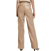 River Island Faux Leather Straight Leg Trousers Tan - Quality Brands Outlet