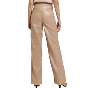 River Island Faux Leather Straight Leg Trousers Tan