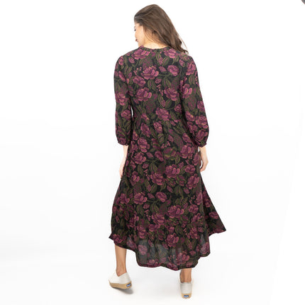 Seasalt Purple Engleheart Dress in Tapestry Bloom Grape Print Midi-Quality Brands Outlet-