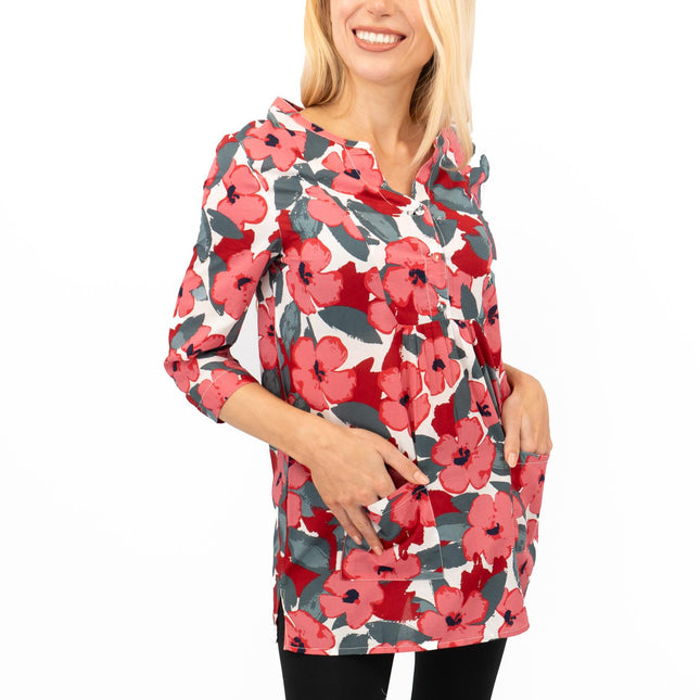 Seasalt Womens Tunic Pink Floral Aventurier in Coastal Chalk Bloom-Quality Brands Outlet-