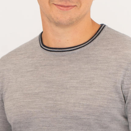 Nicole Farhi Farhi Mens Crew Neck Merino Wool Jumper Grey-Quality Brands Outlet-