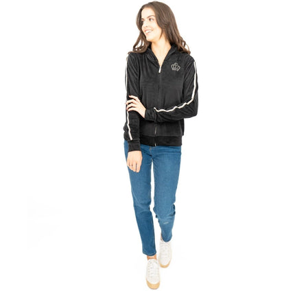 Lipsy Girl Teen Sequin Full Zip Black Velour Hoodies - Quality Brands Outlet