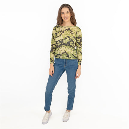 Karen Millen Green Abstract Print Long Sleeve Tops-Quality Brands Outlet-