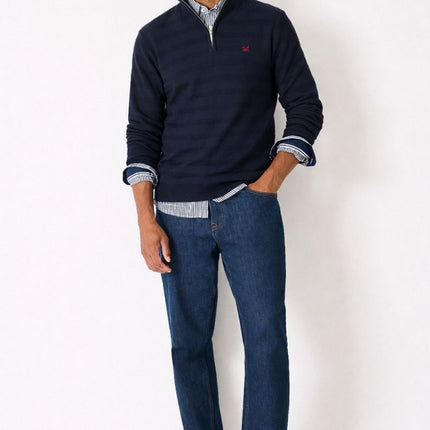 Crew Clothing Mens Jumper Half Zip Cashmere Blend Navy - Quality Brands Outlet