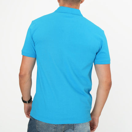 Mens Summer Tops Short Sleeve Blue Pique Polo Shirts Premium Brand-Quality Brands Outlet-