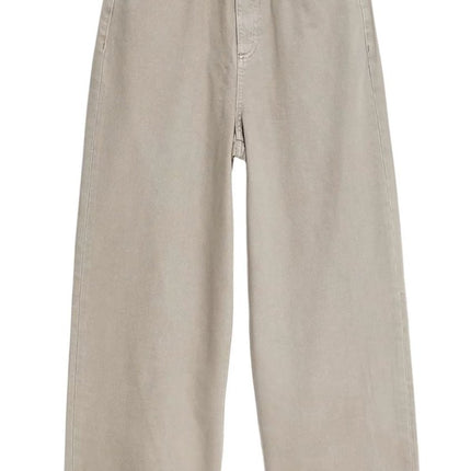 M&S Cropped Jean Wide Leg High Waist Raw Hem Cotton Stone-Quality Brands Outlet-