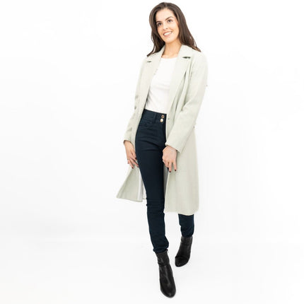 Phase Eight Revere Coat Wool Blend Double Breasted Knee Length Light Green - Quality Brands Outlet