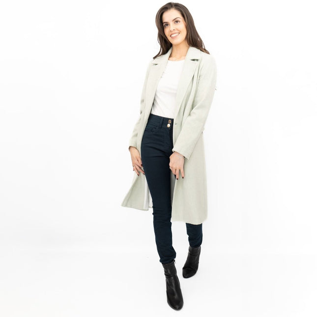 Phase Eight Revere Coat Wool Blend Double Breasted Knee Length Light Green - Quality Brands Outlet
