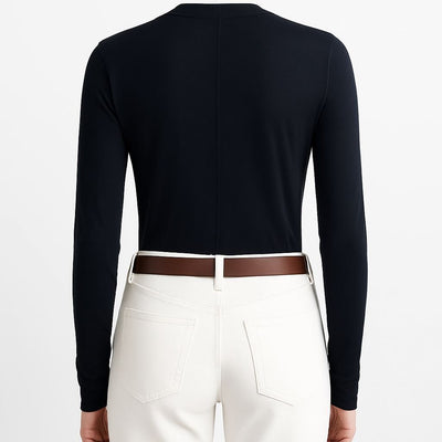 Brady V - Neck Tops Long Sleeve Navy - Quality Brands Outlet