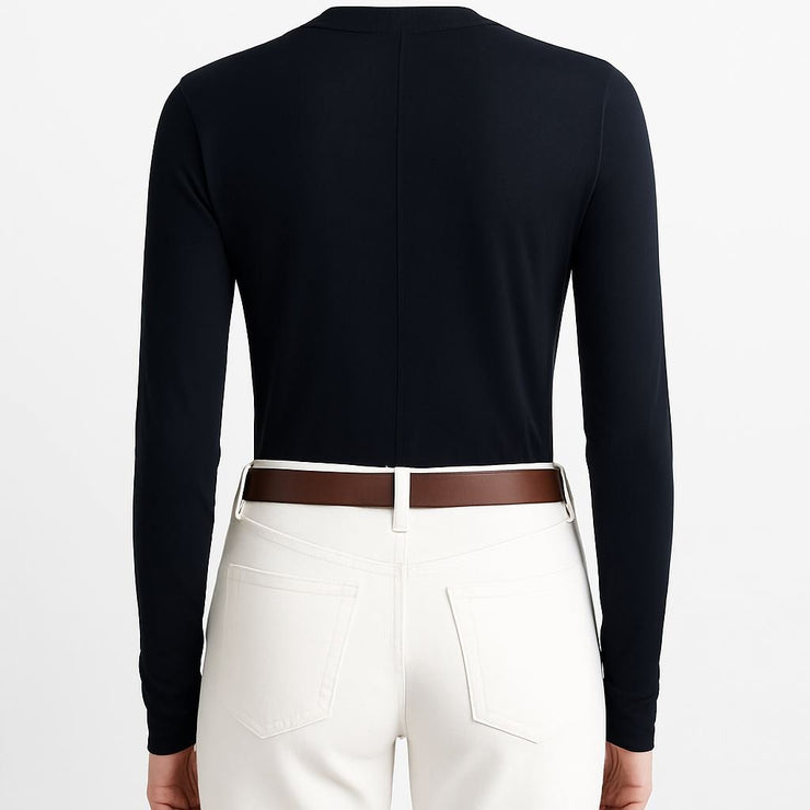 Brady V - Neck Tops Long Sleeve Navy - Quality Brands Outlet