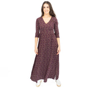 Seasalt Maggie Maxi Dress Purple Floral Cotton 3/4 Sleeve - Quality Brands Outlet