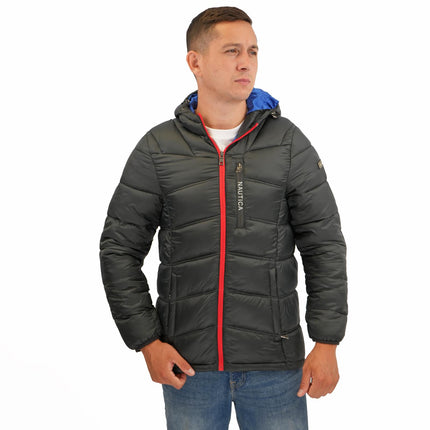 Nautica Mens Performance N83 Hooded Puffer Jacket Black-Quality Brands Outlet-