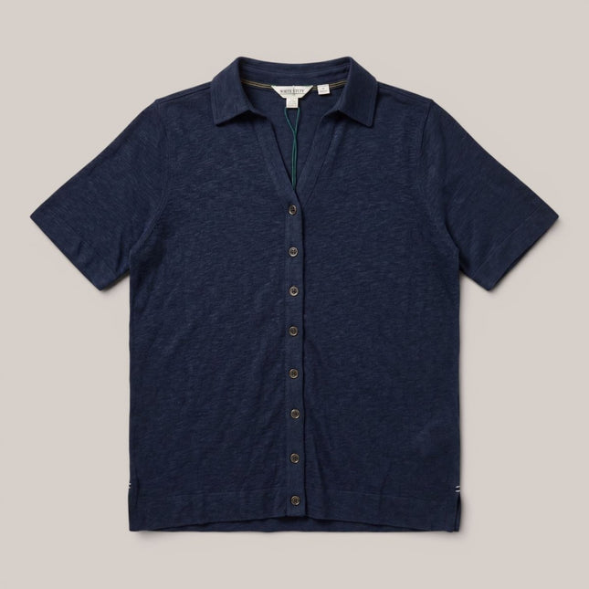 White Stuff Charlie Linen Shirt Navy 100% Linen Button Up - Quality Brands Outlet