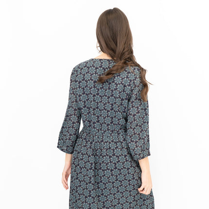 Seasalt Rock Dove Bauble Geo Dark Night Midi Dress-Quality Brands Outlet-