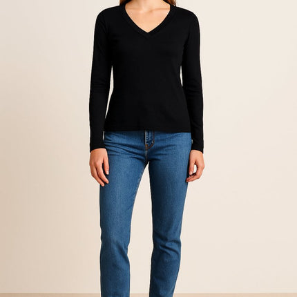 Brady V - Neck Tops Black Long Sleeve - Quality Brands Outlet
