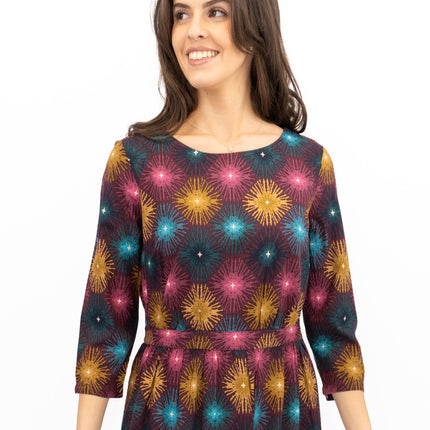 Seasalt Forestry Dress Purple Sparkler Geo Print-Quality Brands Outlet-